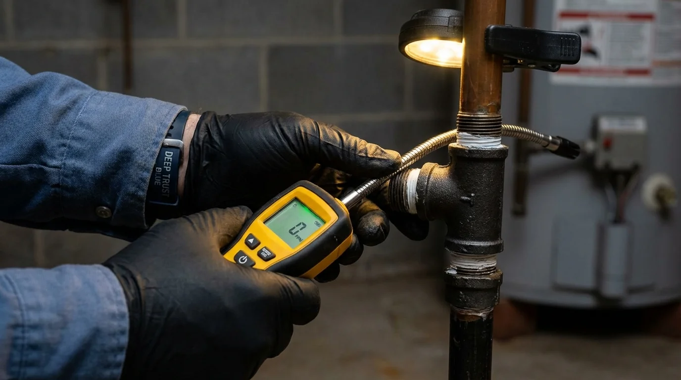 Gas leak detection with electronic sniffer by Johns Plumbing LLC in Port Orford