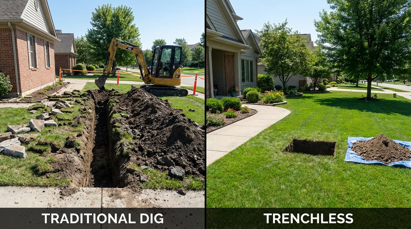 Trenchless sewer repair with minimal yard damage versus traditional excavation in Port Orford, OR
